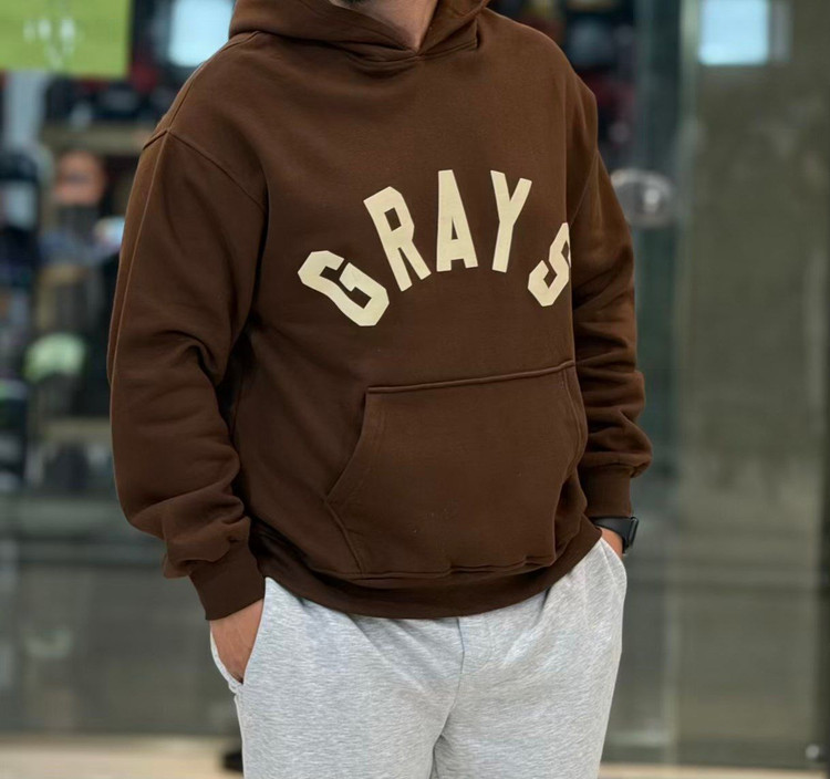 هودی کلاه دوبل چاپ GRAYS وارداتی سه نخ گرم بالا
