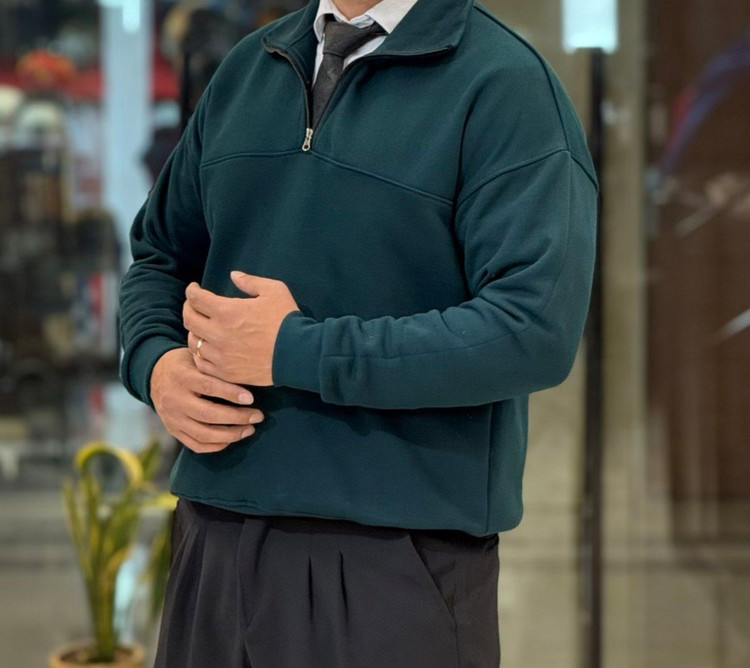 دورس نیم زیپ پارچه سه نخ پنبه گرم بالا